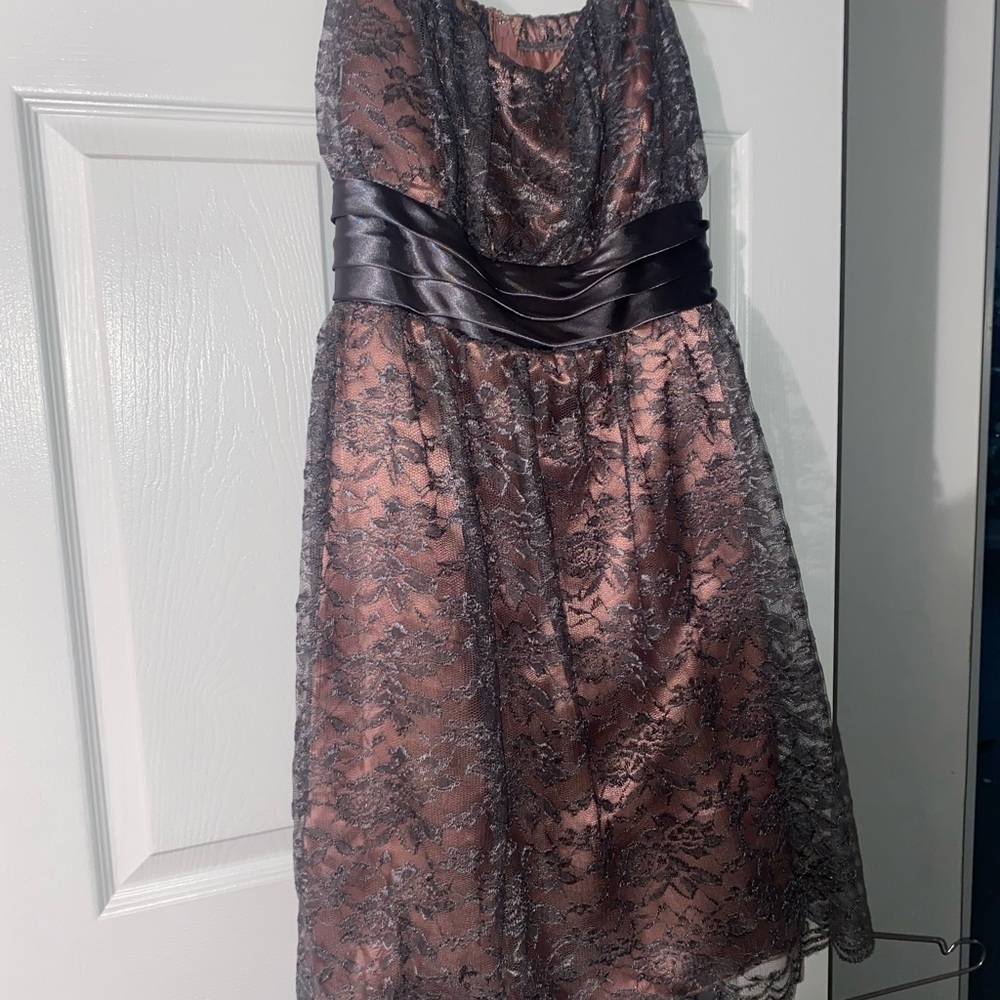 Elegant Lace Dress with Satin Waistband